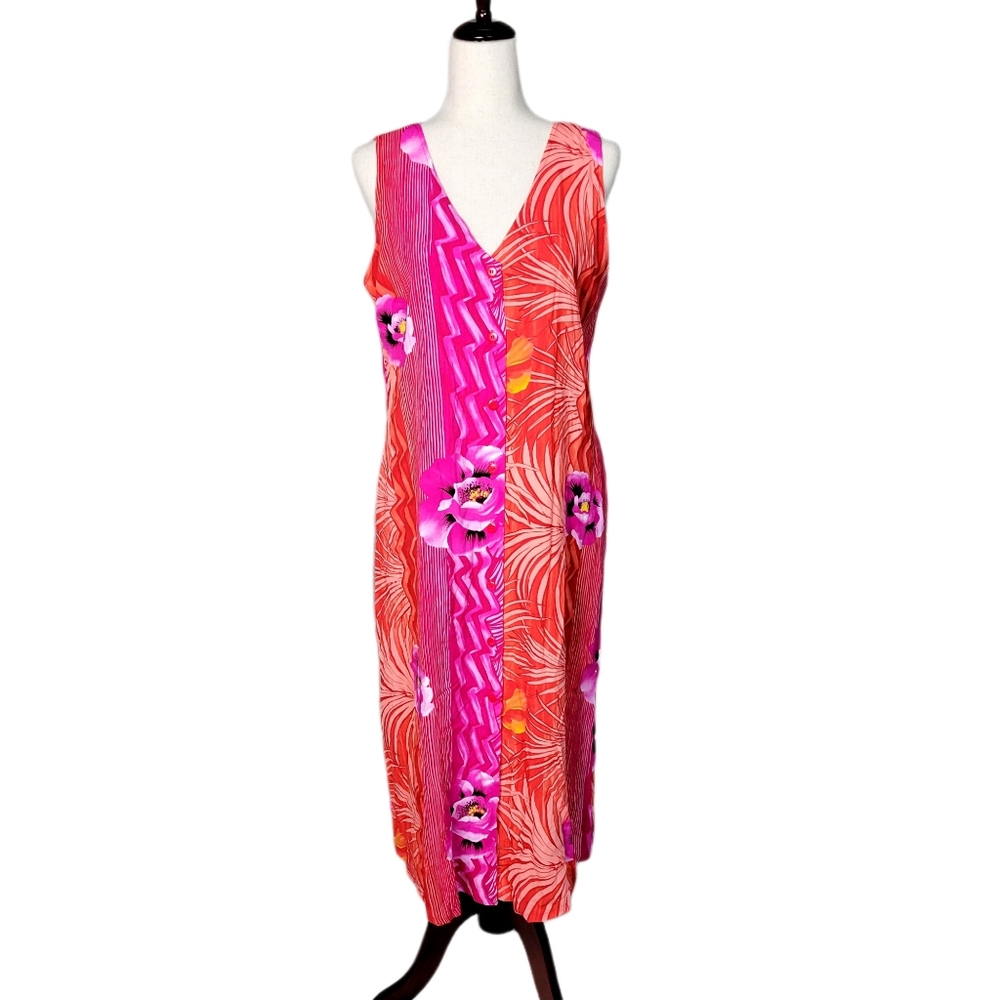 Jams World Vintage Hawaiian Print Button Down Dress